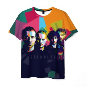 Мужская футболка 3D с принтом Coldplay в Белгороде, 100% полиэфир | прямой крой, круглый вырез горловины, длина до линии бедер | cold play | rock | колд плей | колд плэй | колдплей | колдплэй | рок