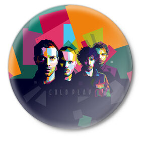 Значок с принтом Coldplay в Белгороде,  металл | круглая форма, металлическая застежка в виде булавки | cold play | rock | колд плей | колд плэй | колдплей | колдплэй | рок