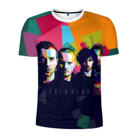Мужская футболка 3D спортивная с принтом Coldplay в Белгороде, 100% полиэстер с улучшенными характеристиками | приталенный силуэт, круглая горловина, широкие плечи, сужается к линии бедра | cold play | rock | колд плей | колд плэй | колдплей | колдплэй | рок