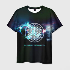 Мужская футболка 3D с принтом Bring Me the Horizon космос в Белгороде, 100% полиэфир | прямой крой, круглый вырез горловины, длина до линии бедер | bmth | bring me the horizon | альтернативный метал | альтернативный рок | группа | достань для меня горизонт | дэткор | метал | рок | электроник рок