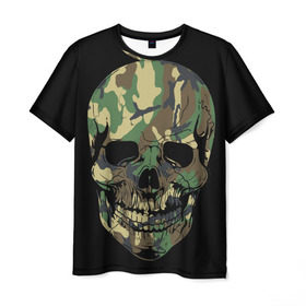 Мужская футболка 3D с принтом Череп Армия в Белгороде, 100% полиэфир | прямой крой, круглый вырез горловины, длина до линии бедер | army | biker | ffm | skeleton | skull | армия | байкер | камуфляж | каска | скелет | череп | шлем