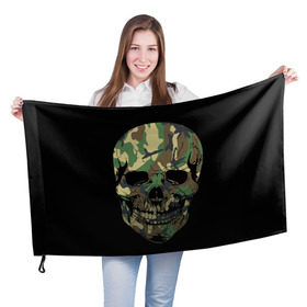 Флаг 3D с принтом Череп Армия в Белгороде, 100% полиэстер | плотность ткани — 95 г/м2, размер — 67 х 109 см. Принт наносится с одной стороны | army | biker | ffm | skeleton | skull | армия | байкер | камуфляж | каска | скелет | череп | шлем