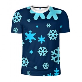 Мужская футболка 3D спортивная с принтом Снежинки в Белгороде, 100% полиэстер с улучшенными характеристиками | приталенный силуэт, круглая горловина, широкие плечи, сужается к линии бедра | winter | зима | мороз | новый год | снег | снежинки | холод