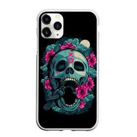 Чехол для iPhone 11 Pro матовый с принтом Dia de Muertos в Белгороде, Силикон |  | кости | праздник | птица | скелет | хэллоуин | цветы | череп