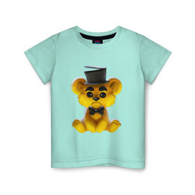 Детская футболка хлопок с принтом Golden Freddy в Белгороде, 100% хлопок | круглый вырез горловины, полуприлегающий силуэт, длина до линии бедер | five nights at freddys | golden freddy | золотой фредди | медведь | мишка