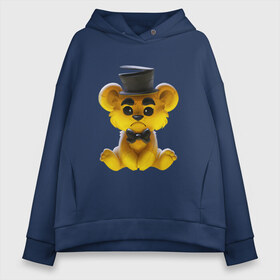 Женское худи Oversize хлопок с принтом Golden Freddy в Белгороде, френч-терри — 70% хлопок, 30% полиэстер. Мягкий теплый начес внутри —100% хлопок | боковые карманы, эластичные манжеты и нижняя кромка, капюшон на магнитной кнопке | five nights at freddys | golden freddy | золотой фредди | медведь | мишка