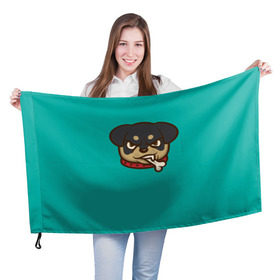 Флаг 3D с принтом Мультяшный ротвейлер. в Белгороде, 100% полиэстер | плотность ткани — 95 г/м2, размер — 67 х 109 см. Принт наносится с одной стороны | для детей. | косточка | ошейник | пес | собака