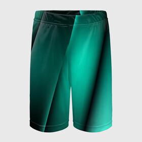 Детские спортивные шорты 3D с принтом Emerald lines в Белгороде,  100% полиэстер
 | пояс оформлен широкой мягкой резинкой, ткань тянется
 | Тематика изображения на принте: абстракция | геометрия | зеленый