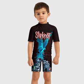 Детский купальный костюм 3D с принтом Орел группа Slipknot в Белгороде, Полиэстер 85%, Спандекс 15% | застежка на молнии на спине | slipknot | альтернативный метал | андерс | головы | грув метал | колсефни | кори | маска | метал | музыка | ню метал | рок | слипкнот | тейлор