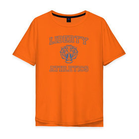 Мужская футболка хлопок Oversize с принтом Liberty в Белгороде, 100% хлопок | свободный крой, круглый ворот, “спинка” длиннее передней части | 13 reasons why | 13 причин почему | lion | лев