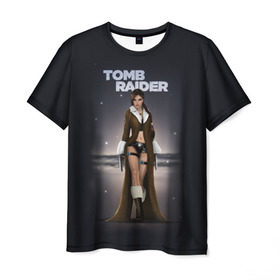 Мужская футболка 3D с принтом TOMB RAIDER в Белгороде, 100% полиэфир | прямой крой, круглый вырез горловины, длина до линии бедер | game | girl | gun | lara croft | tomb raider | девушка | игра | оружие | пистолет