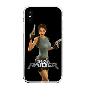 Чехол для iPhone XS Max матовый с принтом TOMB RAIDER в Белгороде, Силикон | Область печати: задняя сторона чехла, без боковых панелей | game | girl | gun | lara croft | tomb raider | девушка | игра | оружие | пистолет