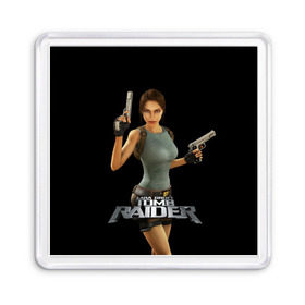 Магнит 55*55 с принтом TOMB RAIDER в Белгороде, Пластик | Размер: 65*65 мм; Размер печати: 55*55 мм | game | girl | gun | lara croft | tomb raider | девушка | игра | оружие | пистолет