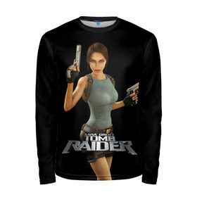 Мужской лонгслив 3D с принтом TOMB RAIDER в Белгороде, 100% полиэстер | длинные рукава, круглый вырез горловины, полуприлегающий силуэт | game | girl | gun | lara croft | tomb raider | девушка | игра | оружие | пистолет