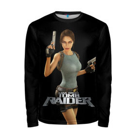 Мужской лонгслив 3D с принтом TOMB RAIDER в Белгороде, 100% полиэстер | длинные рукава, круглый вырез горловины, полуприлегающий силуэт | Тематика изображения на принте: game | girl | gun | lara croft | tomb raider | девушка | игра | оружие | пистолет