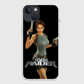 Чехол для iPhone 13 с принтом TOMB RAIDER в Белгороде,  |  | game | girl | gun | lara croft | tomb raider | девушка | игра | оружие | пистолет