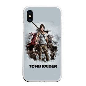 Чехол для iPhone XS Max матовый с принтом TOMB RAIDER в Белгороде, Силикон | Область печати: задняя сторона чехла, без боковых панелей | game | girl | gun | lara croft | tomb raider | девушка | игра | оружие | пистолет