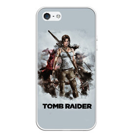 Чехол для iPhone 5/5S матовый с принтом TOMB RAIDER в Белгороде, Силикон | Область печати: задняя сторона чехла, без боковых панелей | Тематика изображения на принте: game | girl | gun | lara croft | tomb raider | девушка | игра | оружие | пистолет