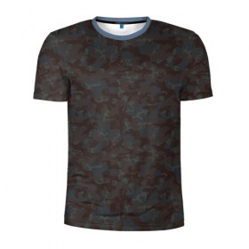 Мужская футболка 3D спортивная с принтом Горный камуфляж в Белгороде, 100% полиэстер с улучшенными характеристиками | приталенный силуэт, круглая горловина, широкие плечи, сужается к линии бедра | военный | коричневый | пятна | серый