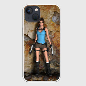 Чехол для iPhone 13 с принтом TOMB RAIDER в Белгороде,  |  | game | girl | gun | lara croft | tomb raider | девушка | игра | оружие | пистолет
