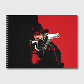 Альбом для рисования с принтом Red Dead Redemption в Белгороде, 100% бумага
 | матовая бумага, плотность 200 мг. | cowboy | game | gun | jim | red dead redemption | rockstar | west | вестерн | дикий запад | игра | ковбой | оружие | пистолет