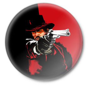 Значок с принтом Red Dead Redemption в Белгороде,  металл | круглая форма, металлическая застежка в виде булавки | cowboy | game | gun | jim | red dead redemption | rockstar | west | вестерн | дикий запад | игра | ковбой | оружие | пистолет
