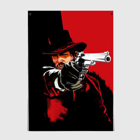Постер с принтом Red Dead Redemption в Белгороде, 100% бумага
 | бумага, плотность 150 мг. Матовая, но за счет высокого коэффициента гладкости имеет небольшой блеск и дает на свету блики, но в отличии от глянцевой бумаги не покрыта лаком | cowboy | game | gun | jim | red dead redemption | rockstar | west | вестерн | дикий запад | игра | ковбой | оружие | пистолет