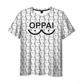 Мужская футболка 3D с принтом OPPAI в Белгороде, 100% полиэфир | прямой крой, круглый вырез горловины, длина до линии бедер | anime | onepunchman | oppai | saitama | аниме | ванпанчмен | сайтама