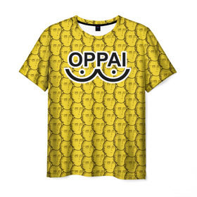 Мужская футболка 3D с принтом OPPAI в Белгороде, 100% полиэфир | прямой крой, круглый вырез горловины, длина до линии бедер | anime | onepunchman | saitama | аниме | ванпанчмен | сайтама