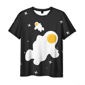 Мужская футболка 3D с принтом Космические яйца в Белгороде, 100% полиэфир | прямой крой, круглый вырез горловины, длина до линии бедер | галактика | звезды | ночь | яичница
