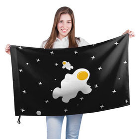 Флаг 3D с принтом Космические яйца в Белгороде, 100% полиэстер | плотность ткани — 95 г/м2, размер — 67 х 109 см. Принт наносится с одной стороны | галактика | звезды | ночь | яичница