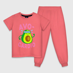 Детская пижама хлопок с принтом Avo-Cardio в Белгороде, 100% хлопок |  брюки и футболка прямого кроя, без карманов, на брюках мягкая резинка на поясе и по низу штанин
 | авокадо | еда | кардио | спорт
