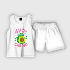 Детская пижама с шортами хлопок с принтом Avo Cardio в Белгороде,  |  | Тематика изображения на принте: авокадо | еда | кардио | спорт