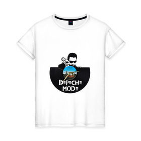 Женская футболка хлопок с принтом Depeche Mode винил в Белгороде, 100% хлопок | прямой крой, круглый вырез горловины, длина до линии бедер, слегка спущенное плечо | 