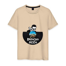 Мужская футболка хлопок с принтом Depeche Mode винил в Белгороде, 100% хлопок | прямой крой, круглый вырез горловины, длина до линии бедер, слегка спущенное плечо. | 