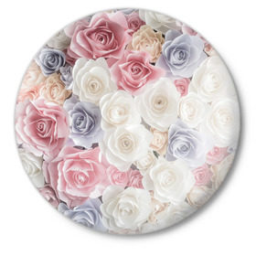 Значок с принтом Букет из роз в Белгороде,  металл | круглая форма, металлическая застежка в виде булавки | розы | цветы