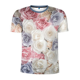 Мужская футболка 3D спортивная с принтом Букет из роз в Белгороде, 100% полиэстер с улучшенными характеристиками | приталенный силуэт, круглая горловина, широкие плечи, сужается к линии бедра | Тематика изображения на принте: розы | цветы