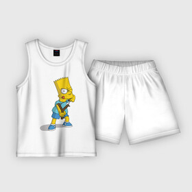 Детская пижама с шортами хлопок с принтом Bart Simpson в Белгороде,  |  | барт | разбойник | рогатка. | симпсоны