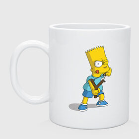 Кружка с принтом Bart Simpson в Белгороде, керамика | объем — 330 мл, диаметр — 80 мм. Принт наносится на бока кружки, можно сделать два разных изображения | барт | разбойник | рогатка. | симпсоны