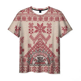 Мужская футболка 3D с принтом Новогодний ковер в Белгороде, 100% полиэфир | прямой крой, круглый вырез горловины, длина до линии бедер | вышивка | текстура | ткань | узоры