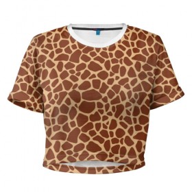 Женская футболка 3D укороченная с принтом Жираф в Белгороде, 100% полиэстер | круглая горловина, длина футболки до линии талии, рукава с отворотами | Тематика изображения на принте: africa | afro | etnos | girafe | африка | афро | жираф | этно