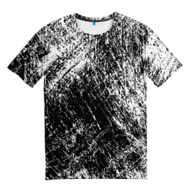 Мужская футболка 3D с принтом Просто штрихи в Белгороде, 100% полиэфир | прямой крой, круглый вырез горловины, длина до линии бедер | абстракция | абстракция красок | брызги красок | краска | потертость красок | текстура | царапины | черно белый | штрихи