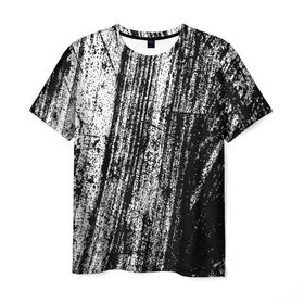 Мужская футболка 3D с принтом Необычная штриховка в Белгороде, 100% полиэфир | прямой крой, круглый вырез горловины, длина до линии бедер | абстракция | абстракция красок | брызги красок | краска | потертость красок | текстура | царапины | черно белый | штрихи