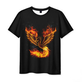 Мужская футболка 3D с принтом Феникс в Белгороде, 100% полиэфир | прямой крой, круглый вырез горловины, длина до линии бедер | fire | flame | in fire | smoke | в огне | дым | огненный | огонь