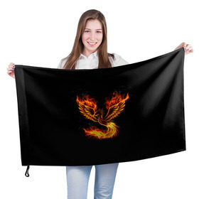 Флаг 3D с принтом Феникс в Белгороде, 100% полиэстер | плотность ткани — 95 г/м2, размер — 67 х 109 см. Принт наносится с одной стороны | fire | flame | in fire | smoke | в огне | дым | огненный | огонь