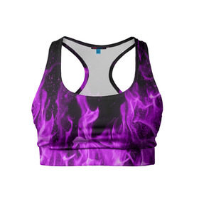 Женский спортивный топ 3D с принтом Фиолетовый огонь в Белгороде, 82% полиэстер, 18% спандекс Ткань безопасна для здоровья, позволяет коже дышать, не мнется и не растягивается |  | лиловый | пламя | яркий