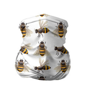 Бандана-труба 3D с принтом Пчелы в Белгороде, 100% полиэстер, ткань с особыми свойствами — Activecool | плотность 150‒180 г/м2; хорошо тянется, но сохраняет форму | белый | желтый | крылья | мед | черный
