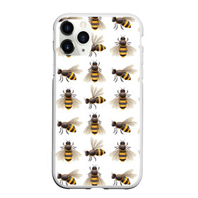 Чехол для iPhone 11 Pro матовый с принтом Пчелы в Белгороде, Силикон |  | белый | желтый | крылья | мед | черный