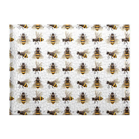 Обложка для студенческого билета с принтом Пчелы в Белгороде, натуральная кожа | Размер: 11*8 см; Печать на всей внешней стороне | белый | желтый | крылья | мед | черный