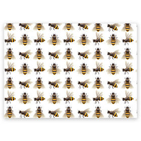 Поздравительная открытка с принтом Пчелы в Белгороде, 100% бумага | плотность бумаги 280 г/м2, матовая, на обратной стороне линовка и место для марки
 | белый | желтый | крылья | мед | черный